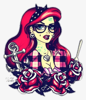 Download Ariel Hipster Tattooed Glasses Nerd Disney Princess Ariel Tattoo Free Transparent Clipart Clipartkey
