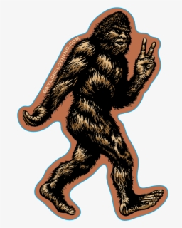Bigfoot Throwing Peace Sign Sticker - Bigfoot Silhouette , Free