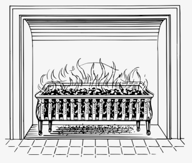 Fireplace - Clipart Of Fireplaces Black And White , Free Transparent ...