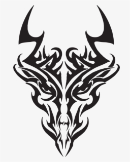 Transparent Dragon Head Clipart - Tribal Dragon Face Tattoo , Free ...
