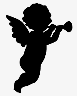 Angel With Trumpet Png - Silhouette Angel With Trumpet , Free ...