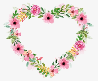 Hearts Clipart Watercolor - Flower Heart Pink Png , Free Transparent ...