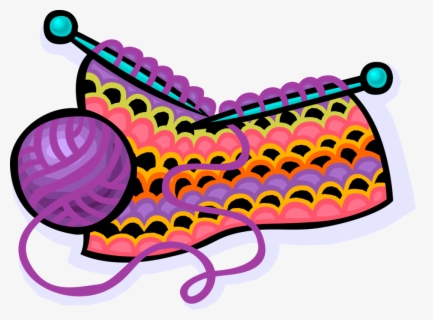 Vector Illustration Of Wool Yarn With Knitting Needles - Knitting And ...