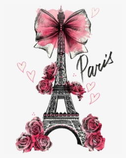 Transparent Paris Clipart - Eiffel Tower With Roses Drawing , Free ...