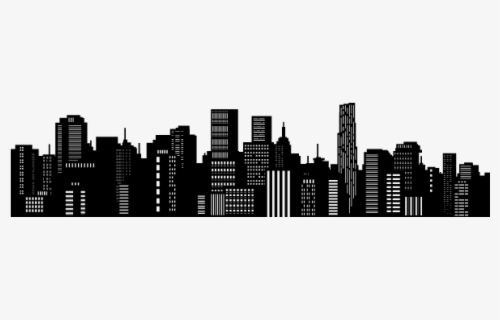 Silhouette Skyline Drawing - Cityscape Black And White Drawing Png ...