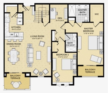 2 Bedroom Luxury Apartment Floor Plans , Free Transparent Clipart