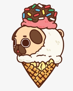 #cute #kawaii #pug #chibi #food #icecream #freetoedit - Pug Ice Cream