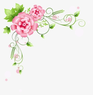 Pink Rose Clipart Floral Corner Borders Pencil And - Flowers Corner ...