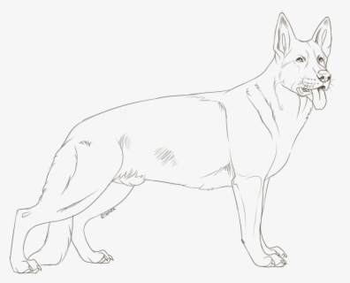 German Shepherd Brown Coloring Page, Printable German - Line Art , Free ...