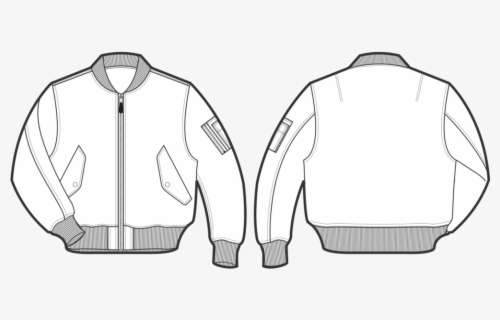 Bomber Jacket Vector - Blank Bomber Jacket Template Png , Free