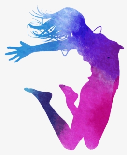 Jump Clipart Watercolor - Woman Silhouette Watercolor Painting , Free ...