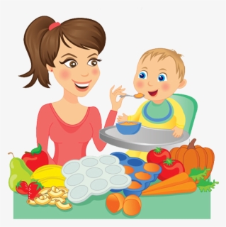 Eating Baby Clipart Vector Illustration Of Cartoon - Baby Eating ...