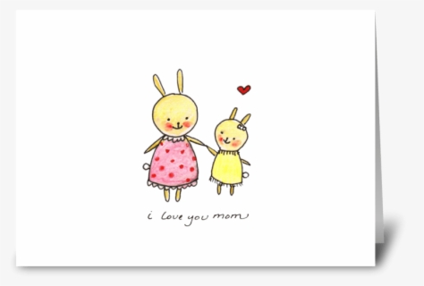 Bunny Mom Greeting Card - Cartoon , Free Transparent Clipart - ClipartKey