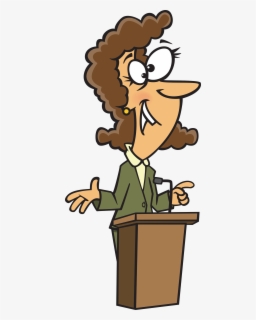 A Lady Speaking At A Podium Cartoon Free Transparent Clipart Clipartkey