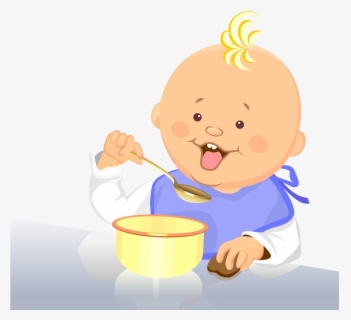 Eating Baby Clipart Vector Illustration Of Cartoon - Baby Eating ...