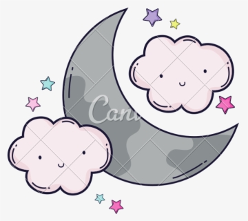 Moon In The Clouds Pink , Transparent Cartoons - Moon In The Clouds 