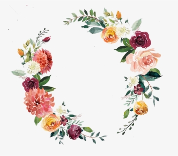 Transparent Clipart Wreath - Png Drawn Flower Wreath , Free Transparent 