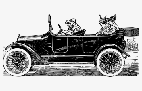 Classic Car,antique Car,compact Car - Vintage Car Clip Art Black And ...