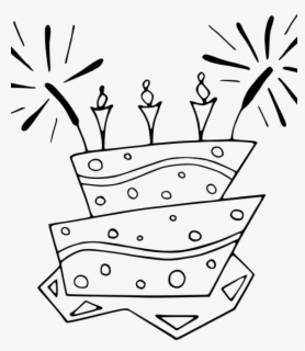 Free Birthday Cake Black And White Clip Art with No Background - ClipartKey