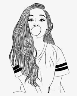 Bubblegum Chiclete Outline Tumblr Black And White Girl Drawing Free Transparent Clipart Clipartkey