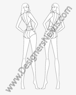 Clip Art Drawing Fashion Model - Fashion Illustration Back Poses , Free ...