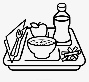 Clip Art De Comida Para Colorir - Lunch Tray Clipart Black And White ...