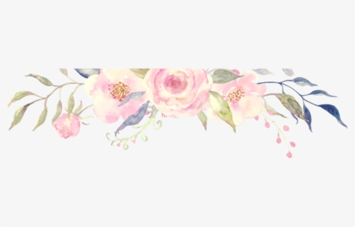 Transparent Flower Header Clipart - Painted Watercolor Composition Of
