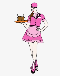 1950s Waitress Roller Skates - Roller Skate Waitress , Free Transparent ...