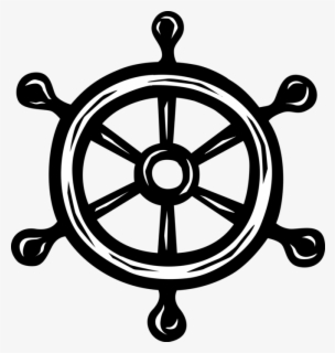 Vector Illustration Of Navigational Ship"s Helm Wheel - Emblem , Free