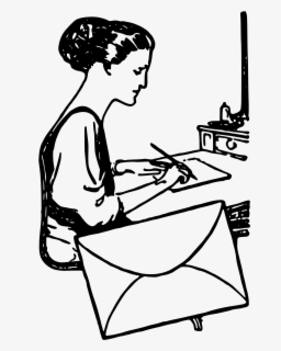 Draw Clipart Girl Writer - Write A Letter Drawing , Free Transparent ...