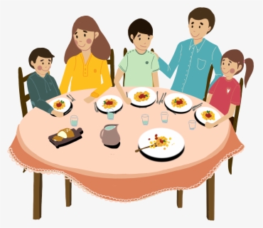 Transparent Family Dinner Table Clipart - Eating With Family Drawing ...