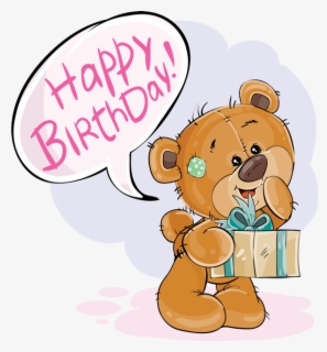 Birthday Clipart Funny Happy - Happy Birthday Teddy Bear And Ballons ...