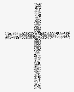 Decorative Line Black Clipart Cross - Cross Silhouette , Free ...