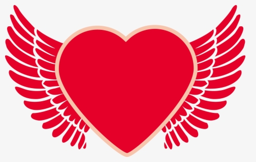 Heart And Angel Wings Clipart - Orange Heart , Free ...