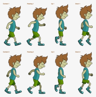 8 Pose Walk Cycle - Cartoon , Free Transparent Clipart - ClipartKey