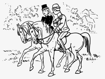 Riding Horses Cartoon Couple , Free Transparent Clipart - ClipartKey