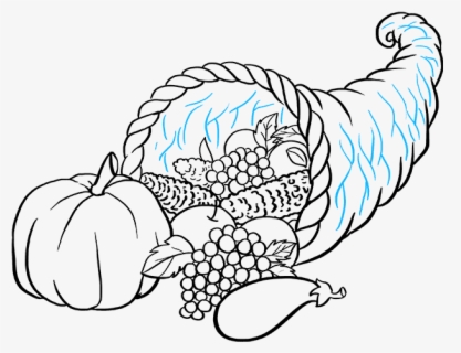 Cornucopia Drawing Food - Empty Cornucopia Clipart , Free Transparent