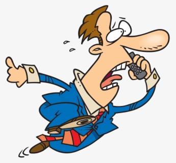 Danger Clipart Careless Person - Man Running On Phone Cartoon , Free ...
