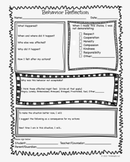 Behavior Reflection - Printable Behaviour Reflection Sheet , Free ...