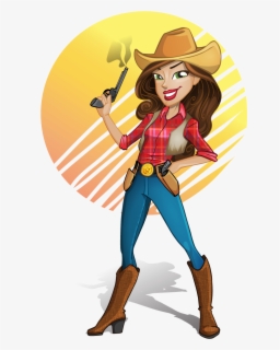 Transparent Cowgirl Clipart Png - Cowboy And Cowgirl Cartoon , Free ...