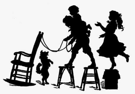 Vintage Silhouette Victorian Children Playing - Vintage Children ...