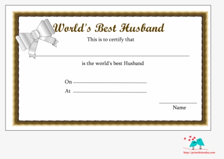 Free Printable World - Worlds Best Husband Award , Free Transparent ...