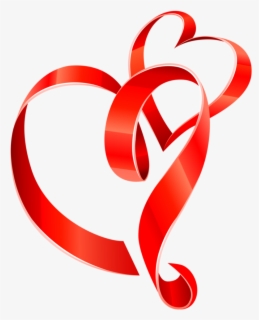See Here Valentines Day Clip Art Free Download - Ribbon Heart, Transparent Clipart