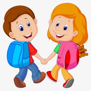 Backpack Child Cartoon Clip Art - School Boy Girl Clipart , Free ...