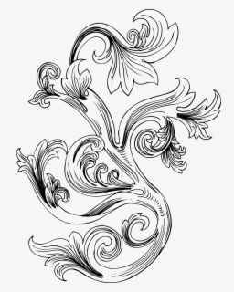 Scrollwork Clipart Easy Pattern - Vector Black & White Png , Free ...