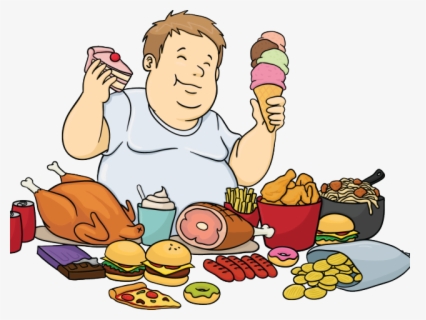 Transparent Junk Foods Clipart - Eat Too Much Cartoon , Free 