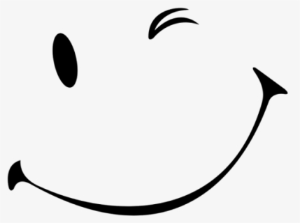 Emoticon Smiley Face Wink Mouth Smile - Black And White Smile , Free ...