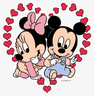 Baby Mickey And Minnie Mouse Heart Clipart Png - Minnie Y Mickey Bebes ...