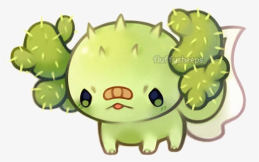 Cute Cactus Axolotl Green Freetoedit Kawaii Cute Axolotl Drawing Free Transparent Clipart Clipartkey