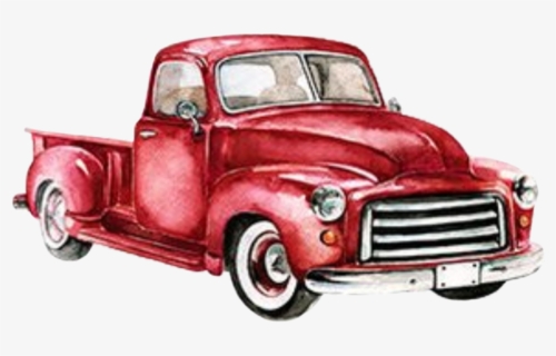 Red Vintage Truck Watercolor , Free Transparent Clipart - ClipartKey